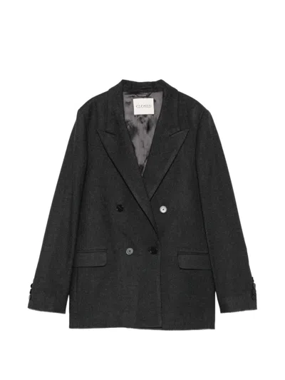 Closed Double-breasted Blazer Jacket In Gray