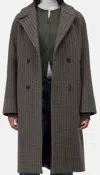 Closed Double-breasted Wool-blend Coat In Brown