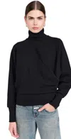 Closed Draped Turtleneck Sweatshirt Black In Black