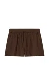 Closed Drawstring Elasticated Shorts In Brown