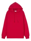 Closed Drawstring Hooded Top In Red