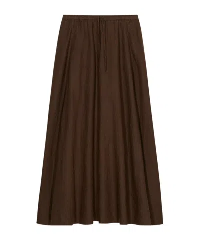 Closed Drawstring Maxi Skirt In Brown