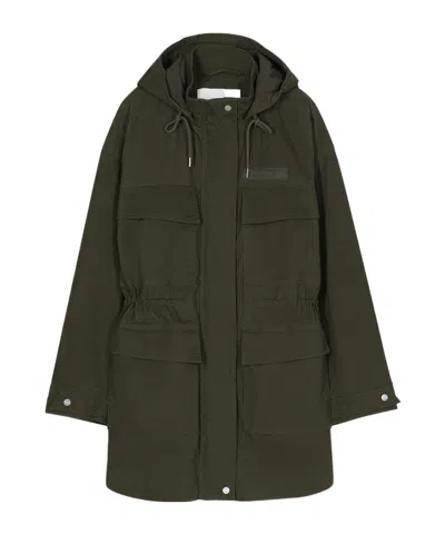 Closed Drawstring-waist Cotton Parka In Black