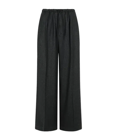 Closed Elastic Waist Casual Pants In Black