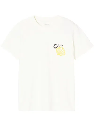 Closed Embroidered Cotton T-shirt In Neutrals