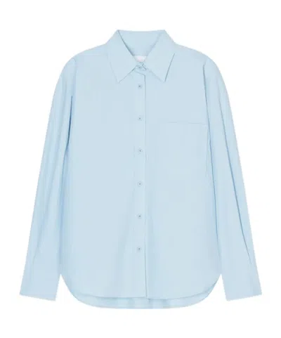 Closed Embroidered Oversized Shirt In Blue