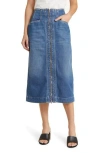 Closed Exposed Zip Nonstretch Denim Pencil Skirt In Mid Blue