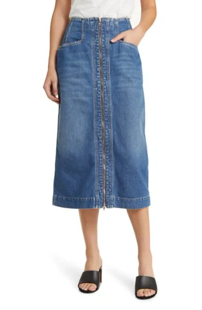 CLOSED CLOSED EXPOSED ZIP NONSTRETCH DENIM PENCIL SKIRT