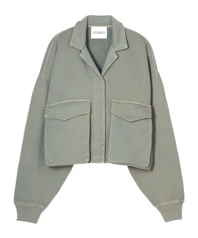 Closed Faded-effect Jacket In Gray