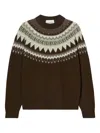 Closed Fairisle-pattern Crew-neck Sweater In Brown