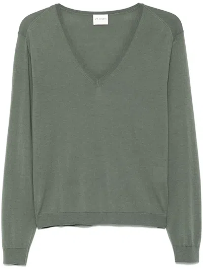 Closed Fine-knit Top In Green