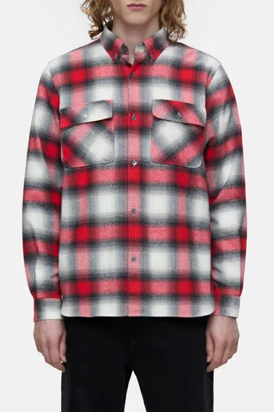 Closed Flannel Shirt In Hibiscus Red In Multi