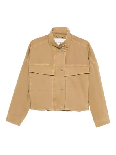 Closed Flap-pocket Cropped Jacket In Neutral