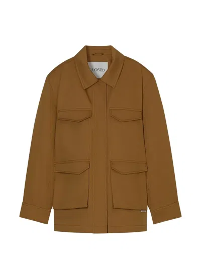 Closed Flap-pocket Jacket In Blue
