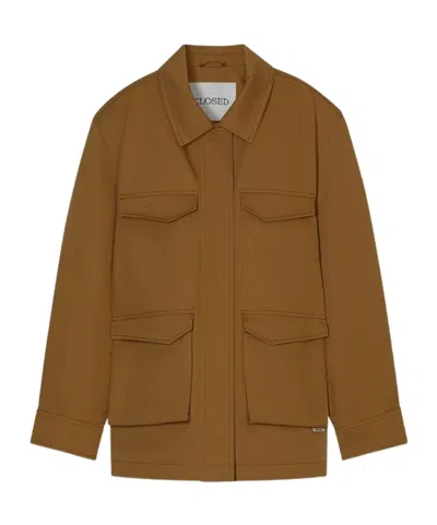 Closed Flap-pocket Jacket In Brown