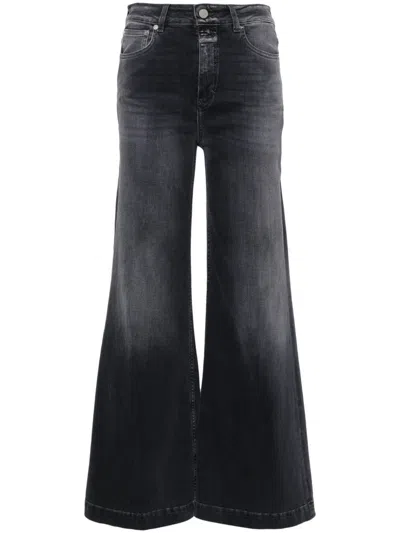 Closed High-rise Wide-leg Jeans In Grey