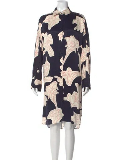 Pre-owned Closed Floral Print Midi Length Dress In Green