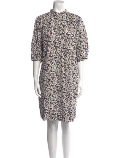 Pre-owned Closed Floral Print Mini Dress In Brown