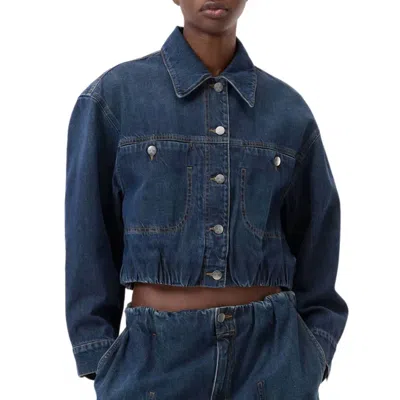 Closed Folded Hem Jacket In Dark Blue