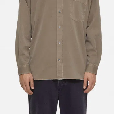 Closed Formal Army Button-up Shirt In Brown