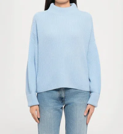 Closed Funnel Neck Long Sleeve Top In Powder Blue