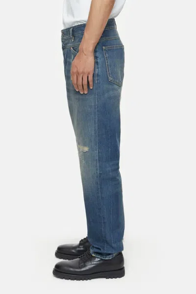 Closed Distressed Straight-leg Jeans In Blau