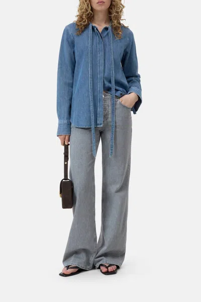 Closed Gillan Wide Leg Jeans In Mid Grey In Blue