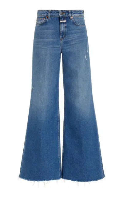 Closed Glow-up Distressed Stretch High-rise Flared Jeans In Blue