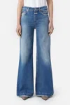 Closed Glow-up Wide Leg Distressed Jeans In Mid Blue In Blue