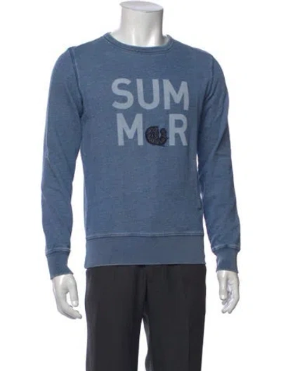 Pre-owned Closed Graphic Print Crew Neck Sweatshirt In Blue