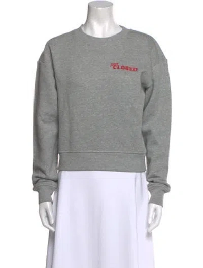 Pre-owned Closed Graphic Print Crew Neck Sweatshirt In Gray