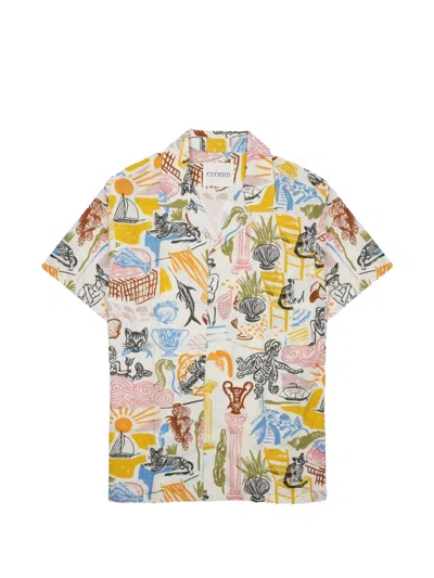Closed Cotton Shirt Graphic Print Short Sleeves In Multi