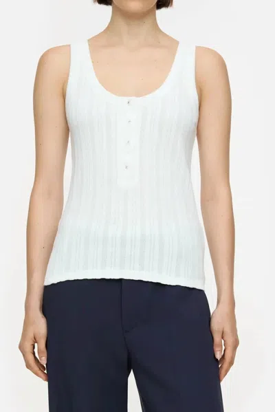 Closed Half Placket Tank Top In Ivory In White