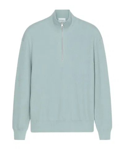 Closed Half-zip Cotton-blend Jumper In Blue