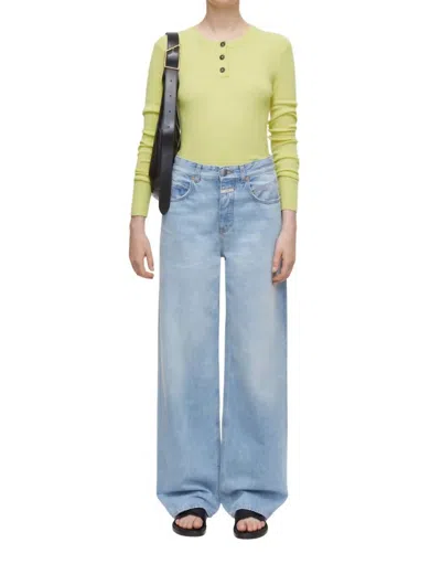 Closed Henley Long Sleeve Tee In Primary Yellow In Multi