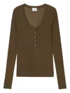 Closed Henley Long-sleeve Top In Green