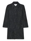 Closed Herringbone-pattern Coat In Black