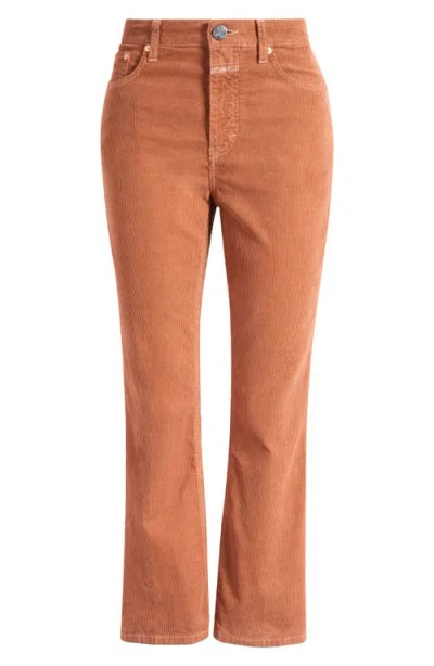 Closed Hi-sun High Waist Ankle Flare Corduroy Pants In Ferro Brown