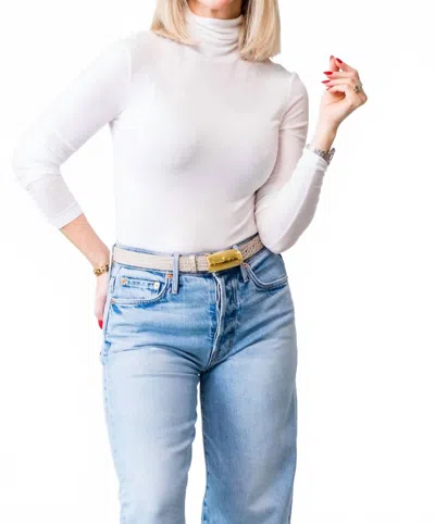 Closed High Neck Long Sleeve Top In White