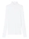Closed High-neck Ribbed Long-sleveed T-shirt In White