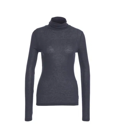Closed High-neck Slim Fit Pullover In Fine Knit Fabric In Gray