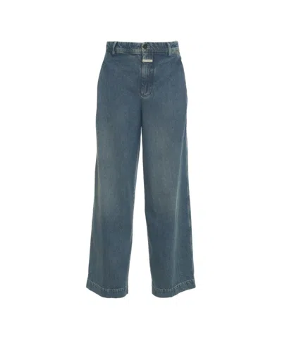 Closed High-waisted Straight Leg Denim Jeans With Minimalist Design In Blue