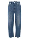 Closed High-waisted Straight-leg Denim Jeans With Worn-in Finish In Blue