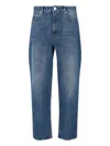 Closed High-waisted Straight-leg Denim Jeans With Worn-in Finish In Blue
