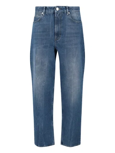 CLOSED HIGH-WAISTED STRAIGHT-LEG DENIM JEANS WITH WORN-IN FINISH