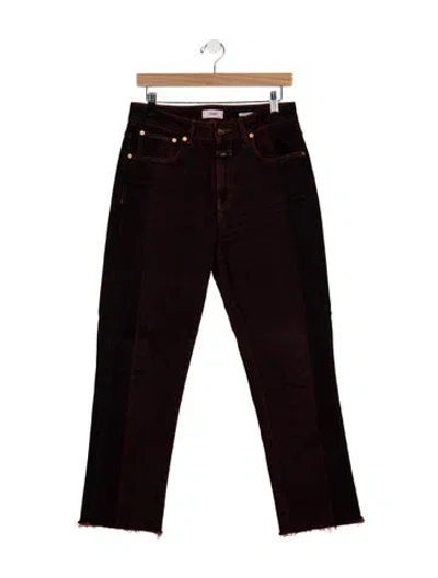 Pre-owned Closed High-rise Straight Leg Jeans In Burgundy