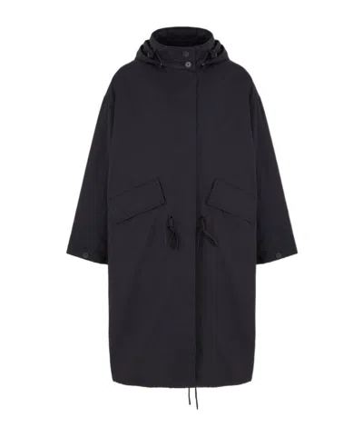 Closed Hooded Parka In Blue
