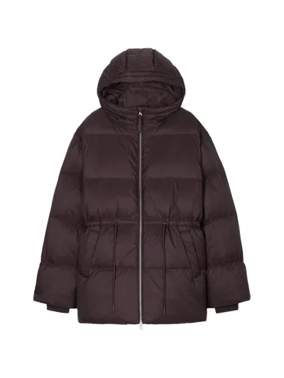 Closed Hooded Quilted Jacket In Brown