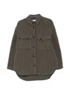 Closed Houndstooth-pattern Button-up Jacket In Brown