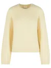 Closed Round-neck Knitted Sweater In Yellow